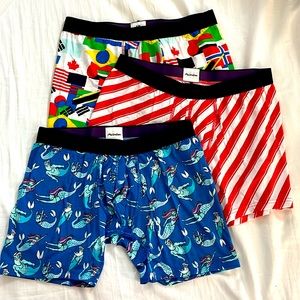🆕 3 PACK MeUndies Men Boxer Briefs Size Medium Stripes, Mermaild, Flags1